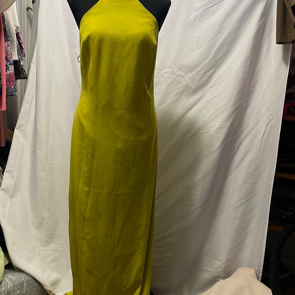 Trina Turk Olive Green Halter Slip Dress